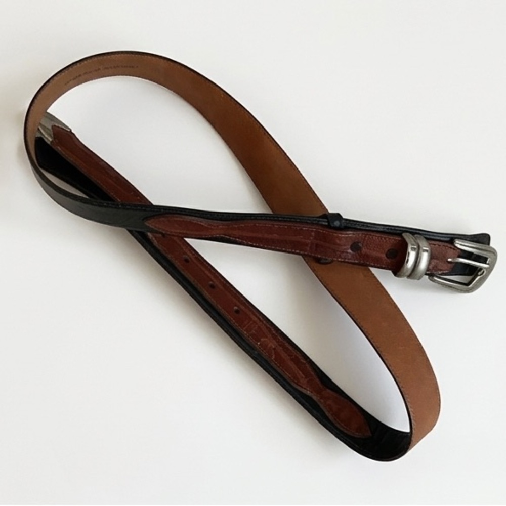 Johnston & Murphy Black and Brown Alligator Belt